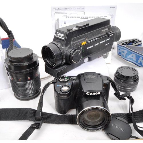 236 - Olympus / Praktica / Canon - A collection of cameras and accessories to include an Olympus mju 140, ... 