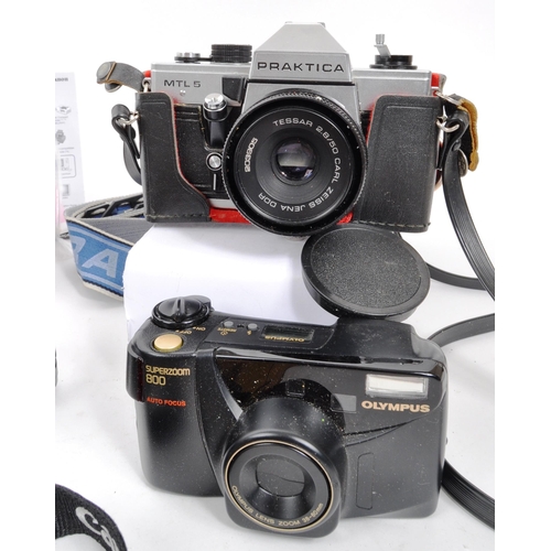 236 - Olympus / Praktica / Canon - A collection of cameras and accessories to include an Olympus mju 140, ... 