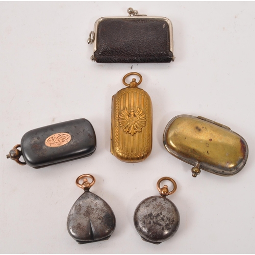 279 - A collection of early 20th century gold sovereign coin cases. Six in total, most of metal constructi... 