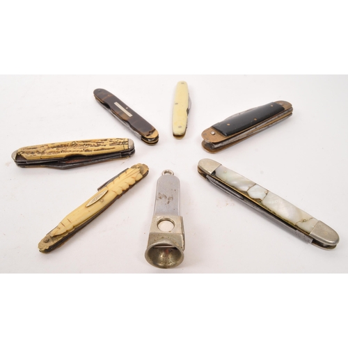 280 - A collection of pen / pocket knives to include examples with tortoiseshell handle, mother of pearl h... 