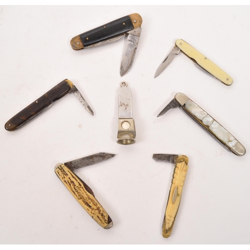 280 - A collection of pen / pocket knives to include examples with tortoiseshell handle, mother of pearl h... 