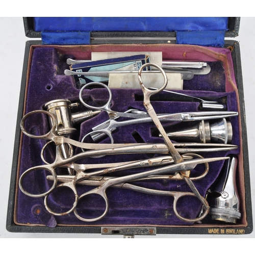 290 - Gurr Surgical Instruments of Johannesburg. Various pieces of equipment in original box. Large silver... 