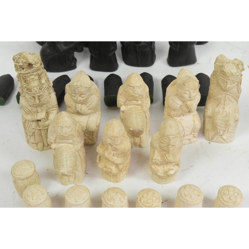 318 - Isle of Lewis - Two sets of Isle of Lewis chess pieces modelled after the 12th Century Medieval Scot... 