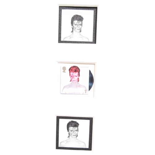 343 - David Bowie - an Aladdin Sane Royal Mail Anniversary Frame. Including five stamps by Royal Mail base... 