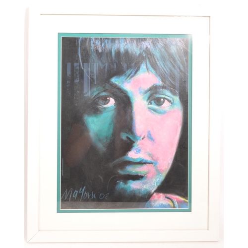 344 - Paul McCartney - Ma York - original mixed media oil pastel on card painting of Paul McCartney from '... 