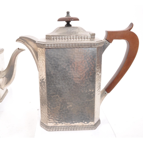 349 - A collection of 20th Century art deco Craftsmen Sheffield Pewter items to include teapot and coffee ... 