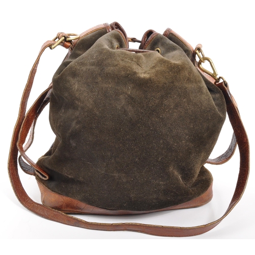 351 - Mulberry - A vintage Mulberry suede and leather handbag. The handbag having a single shoulder strap,... 