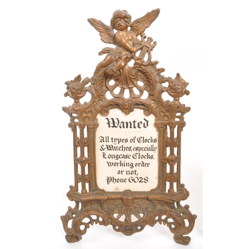 353 - A pair of late 19th Century French decorative brass photo frames with harp playing cherub to top. Th... 