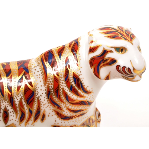 38 - Royal Crown Derby - A large porcelain china Royal Crown Derby paperweight figure ' Bengal Tiger ' wi... 