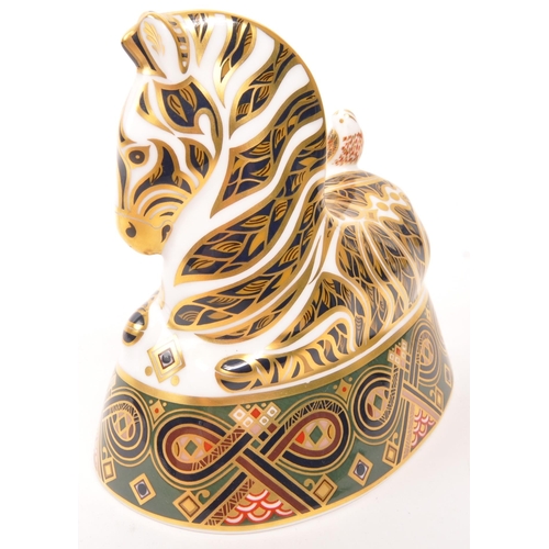 45 - Royal Crown Derby - A large porcelain china Royal Crown Derby paperweight figure Harrods Zebra exclu... 