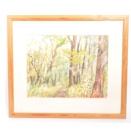 468 - Elizabeth Deverell
 Into the Wood
 Watercolour, ink and oil pastel
 57cm x 49.5cm

 A 20th Century w... 