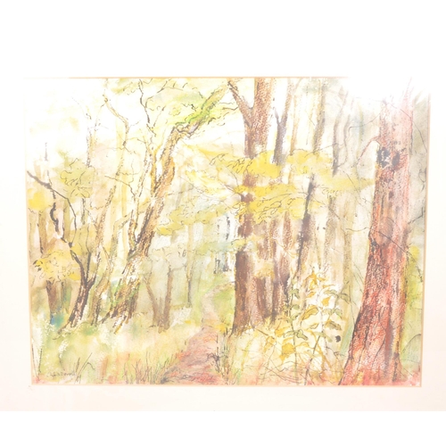 468 - Elizabeth Deverell
 Into the Wood
 Watercolour, ink and oil pastel
 57cm x 49.5cm

 A 20th Century w... 