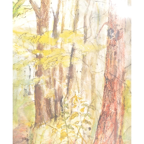 468 - Elizabeth Deverell
 Into the Wood
 Watercolour, ink and oil pastel
 57cm x 49.5cm

 A 20th Century w... 