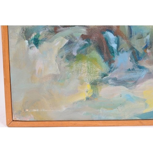 472 - A 20th Century Greek framed oil on canvas abstract painting by Greek artist titled ' ΣΟΥΝΙΟ ' (Souni... 