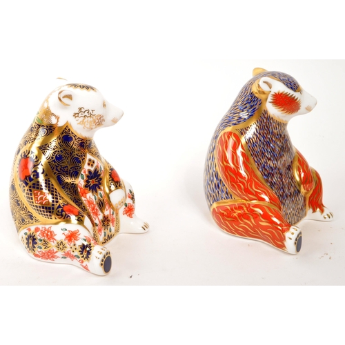 70 - Royal Crown Derby - Two porcelain china Royal Crown Derby paperweight figures in the form of ' Honey... 