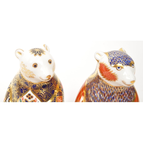 70 - Royal Crown Derby - Two porcelain china Royal Crown Derby paperweight figures in the form of ' Honey... 