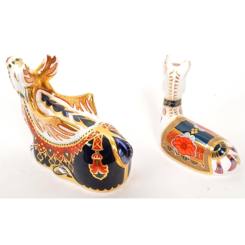 85 - Royal Crown Derby - Two porcelain china Royal Crown Derby paperweight figures. Comprising of imari '... 