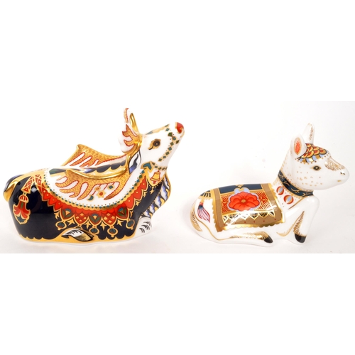 85 - Royal Crown Derby - Two porcelain china Royal Crown Derby paperweight figures. Comprising of imari '... 