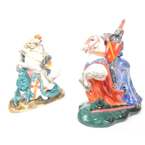 86 - Royal Doulton - A pair of porcelain china Royal Doulton figurines in the form of knights on horses. ... 