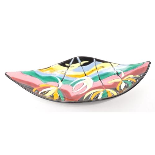 98 - Longwy Pottery - A 20th Century retro ceramic French Longwy centrepiece fruit bowl having abstract f... 