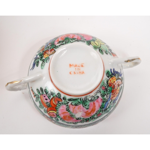 106 - A 20th Century famille rose Chinese porcelain dinner and tea service. Comprising of dinner plates, l... 