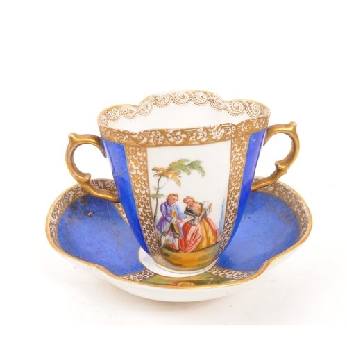 109 - Dresden - 19th Century porcelain china 'Augustus Rex' AR teacup and another teacup and saucer. The t... 