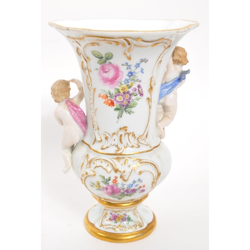 114 - Believed Meissen - A 19th Century porcelain china believed to be Meissen vase. Having white ground w... 