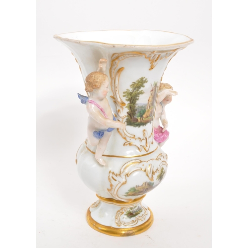 114 - Believed Meissen - A 19th Century porcelain china believed to be Meissen vase. Having white ground w... 