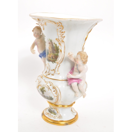 114 - Believed Meissen - A 19th Century porcelain china believed to be Meissen vase. Having white ground w... 