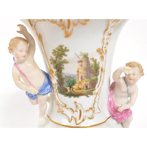 114 - Believed Meissen - A 19th Century porcelain china believed to be Meissen vase. Having white ground w... 