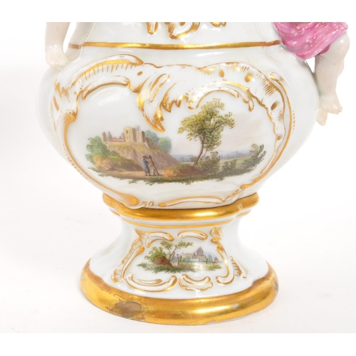 114 - Believed Meissen - A 19th Century porcelain china believed to be Meissen vase. Having white ground w... 