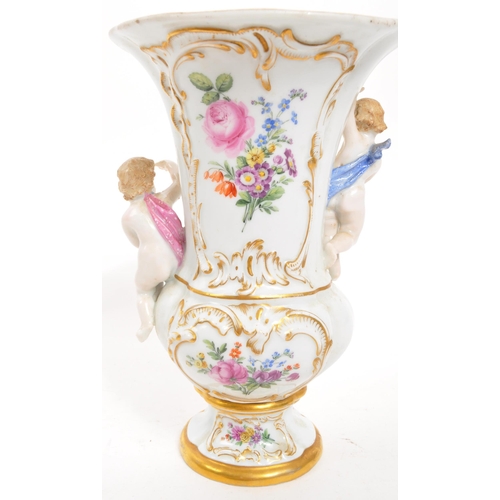 114 - Believed Meissen - A 19th Century porcelain china believed to be Meissen vase. Having white ground w... 