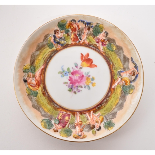 116 - Capodimonte - A 19th Century Italian porcelain china Capodimonte ' Garden of Eden ' teacup & sau... 