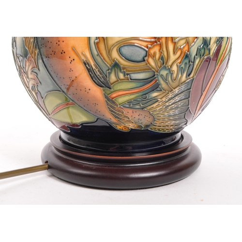 119 - Philip Gibson for Moorcroft - A contemporary ceramic pottery table lamp. Trout pattern in a green gr... 