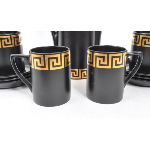 136 - Portmeirion Pottery - A 20th Century ceramic Portmeirion Pottery Greek key coffee service having bla... 