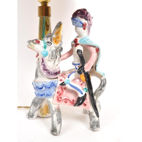 142 - A 20th Century vintage Italian ceramic hand painted novelty crusader / carousel lamp. Signed to base... 