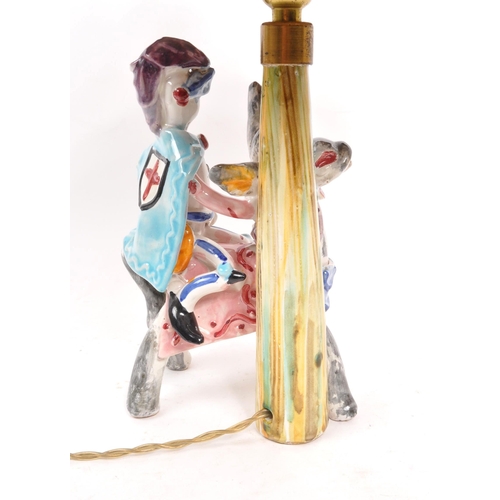 142 - A 20th Century vintage Italian ceramic hand painted novelty crusader / carousel lamp. Signed to base... 