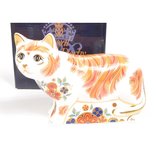 15 - Royal Crown Derby - Two porcelain china Royal Crown Derby cat paperweights figurines. To include lim... 