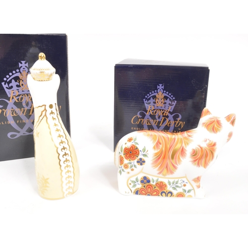 15 - Royal Crown Derby - Two porcelain china Royal Crown Derby cat paperweights figurines. To include lim... 