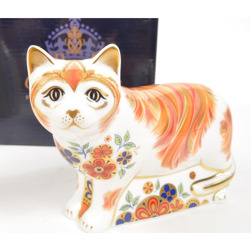 15 - Royal Crown Derby - Two porcelain china Royal Crown Derby cat paperweights figurines. To include lim... 