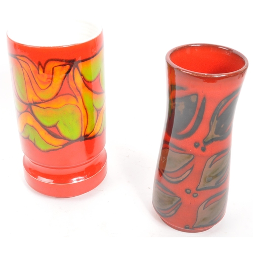 155 - Poole Pottery - Two vintage 20th century Delphis Poole Pottery ceramic vases. To include a cylindric... 