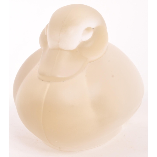 181 - Lucienne Bloch for Leerdam Glassworks, a 1930s Art Deco frosted glass figure of a resting duck.(12.5... 