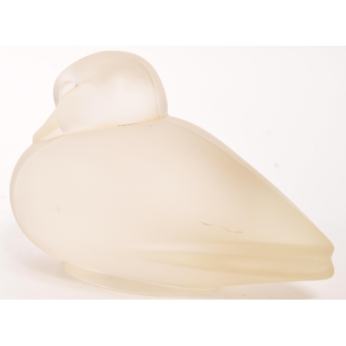 181 - Lucienne Bloch for Leerdam Glassworks, a 1930s Art Deco frosted glass figure of a resting duck.(12.5... 