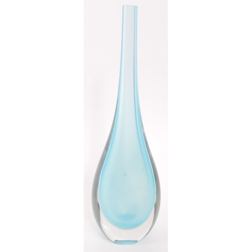 183 - Murano Sommerso vintage 20th century blue bud / stem vase. Tear drop form with thin neck into bulbou... 