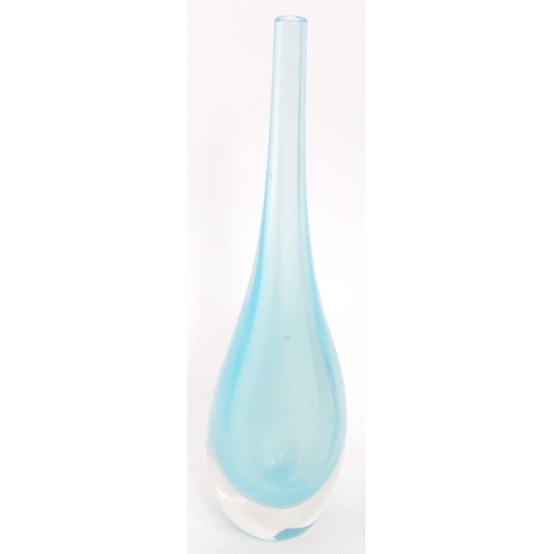 183 - Murano Sommerso vintage 20th century blue bud / stem vase. Tear drop form with thin neck into bulbou... 