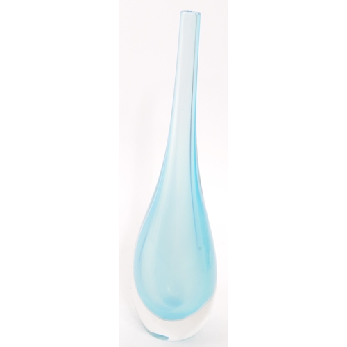 183 - Murano Sommerso vintage 20th century blue bud / stem vase. Tear drop form with thin neck into bulbou... 