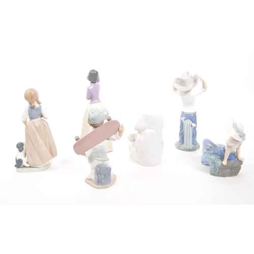 191 - Nao for lladro - A collection of six 20th century Spanish porcelain figurines to include boys and gi... 