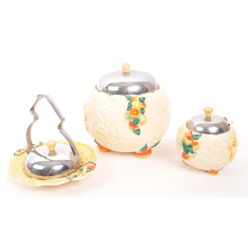 20 - Barbola - Clarice Cliff - A collection of three Clarice Cliff Barbola china pieces. The collection t... 