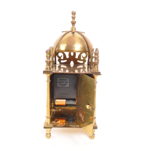 223 - Smiths - A vintage mid 20th century brass lantern mantel clock. With later battery operated movement... 