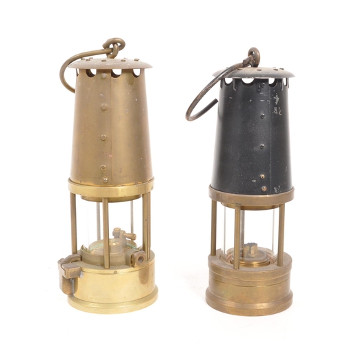 240 - Eccles - Two brass metal vintage 20th century safety miner's lamps. The protector lamp and lighting,... 